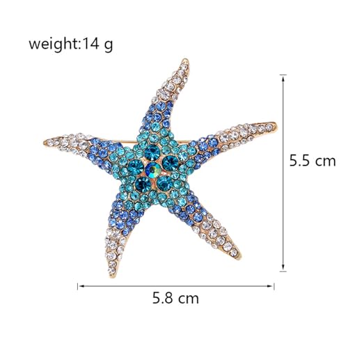 Image of WCRAZYE Rhinestone Starfish Brooch Pin for Women Men Gold Plated Elegant Crystal Shell Star Shaped Ocean Sea Animal Brooches Lapel Pins Delicate Wedding Beach Party Dress Accessories