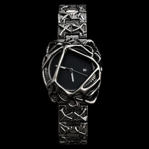 Image of Gothic Watch for Men - Crimson Eclipse, Sunburst Dial Stainless Steel Designer Wrist Watch, Stylish Fashion Watch