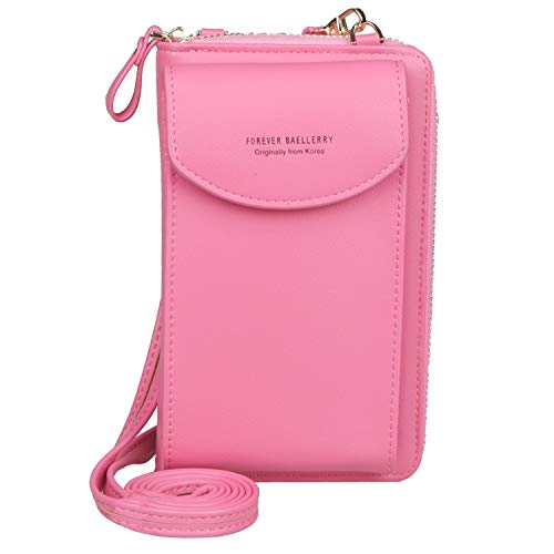 Preisvergleich Produktbild Jangostor kleine Crossbody Tasche Handy - Handy Umhängetasche, Handy Mini-Tasche, Multifunktionale Handytasche mit Credit Card Slots Verstellbar Schultergurt für Handy unter 6,3 Zoll (Rose)