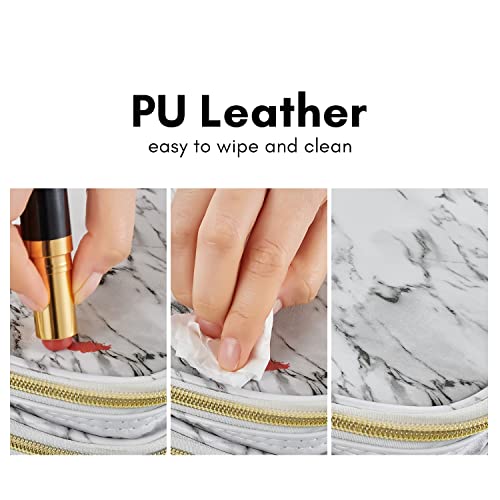 Cosmetic Bag Vasker Large Makeup Organizer, Travel Makeup Bags Cosmetic Bag Professional Marble Train Case Waterproof Storage Protable Bags For Makeup Brushes, Tools, Accessories With Adjustable Strap #TOP2