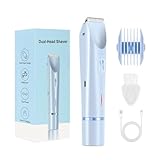 Yhfesh レディースシェーバー 2in1 vio 女性専用ボディケア 水洗い可能 乾湿両用 軽量 全身用 痛くない 防水 USB充電式 急速充電 低騒音 多機能 ボディシェーバー 電気シェーバー ドライ剃り 電動シェーバー 鼻毛カッター 眉毛シェーバー フェイスシェーバー 顔 脇 腕 産毛 背中 足 すね毛 ムダ毛処理 ビキニライン デリケートゾーン お風呂剃り 男女兼用 メンズ (ブルー, 1)