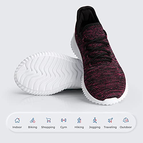 Image of Flysocks Slip On Sneakers for Women-Non Slip Gym Sports Shoes Lightweight Comfortable Walking Tennis Shoes, B- Black Pink Mix, 9