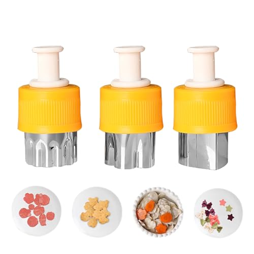 Sirseon - Moldes de galletas, moldes para cortar alimentos para niños | Cortador de galletas, cortadores, 3 herramientas de decoración con recortes divertidos, cortadores, sellos de pastelería, molde