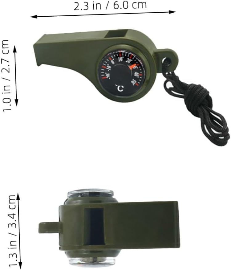Cabilock Multifunctional Outdoor Whistle with Portable Compass and Thermometer, Plastic Survival Signal Whistle for Hiking Camping and Emergency Safety
