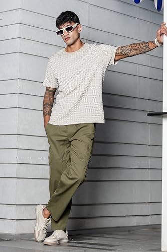 Image of FABRIPPLE Men's Heavy-Duty Cotton Cargo Pants - Rugged Style, All-Day Comfort