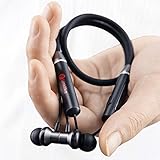 Linklike Stylish Bluetooth 5.0 Earbuds Sport Headphones, Hi-Fi 10mm Drivers, Foldable Neckband, Lightweight Earphones w/Noise Canceling Mic, IPX7 Nano Coating Reinforced Waterproof, Earhooks (Black)