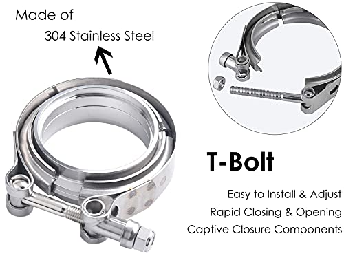 Kit de braçadeira de aço inoxidável V Band 304 com 2 flanges fêmeas macho braçadeira de escape de me
