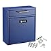 AdirOffice Ultimate Drop Box Wall-Mounted Mailbox - Hanging Secured Postbox - Durable Spacious Key or Combination Lock Box Perfect for After Hours Deposits Payments Key and Letter Drops (Medium, Blue)