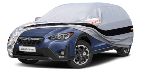 Image of 10 Layers SUV Car Cover Custom Fit for Subaru Crosstrek (2017-2026) Waterproof All Weather for Automobiles, Outdoor Full Cover Rain Sun UV Protection.Silver