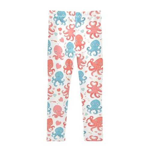 Wusikd Octopus Girls' Leggings Toddler Doodles Colorful Kids Yoga Pants Dance Active Tights 4T2