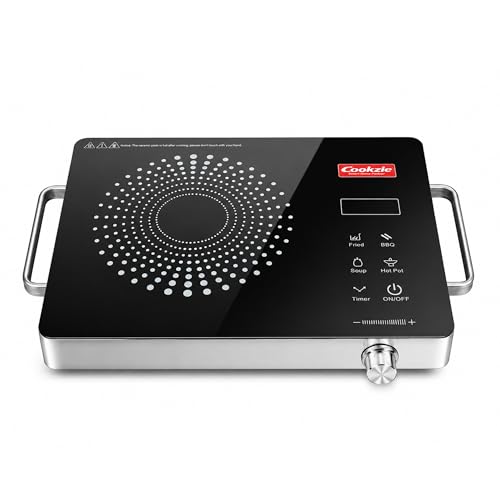 Image of 2200-Watt Inferno Infrared Cooktop Glossy With Grill | Digital Display, Touch Control, 4 Preset Functions, Portable Electric Induction for All Utensils | 1 Year Warranty, Black