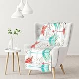 WURTON Coral and Teal Arrows Print Adults Flannel Throw Blanket Bedroom,Office Gift Decor Bed,Couch,Sofa 40'' X30, Normal, Black
