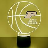 Custom Purdue University (PUR) Boiler Makers Basketball Ball & Logo LED Sign Night Light Lamp with Remote, Personalized Text, Officially Licensed from The CLC by Mirror Magic Gifts, Made in The USA