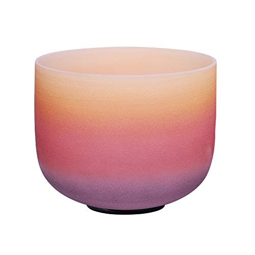 ENERGYSOUND 432Hz Perfect Pitch E Note Solar Plexus Chakra Rainbow Colored Frosted Quartz Crystal Singing Bowl 8 inch