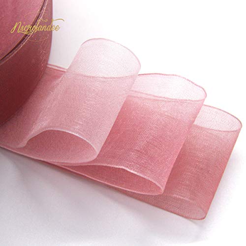 Nicrolandee 3 Rolls Sheer Chiffon Ribbon 1.5Inch×49 Yards Dusty Rose Fading Chiffon Ribbon For Gift Wrapping Wedding Gift Ribbon Bows Bouquets Wrapping Birthday Wreath Decorations #TOP2