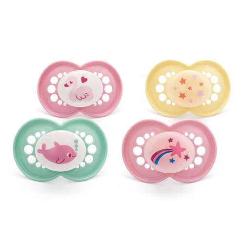 MAM Original Day & Night Soothers | 18-36 Months | 4 Pack | Includes 2X Glow in The Dark Dummies | Orthodontic Design | Baby Accessories | Blue (Various Designs)