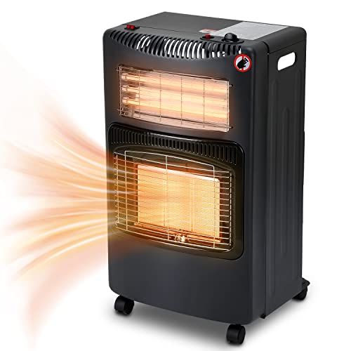 Cecaylie Gasheizofen 4,2 KW Gasheizer und 1260W Elektrische Gasheizung Faltbar Gasofen 306 g/h Gasverbrauch Gasheizvolumen 20-60 m³, ODS, Kippschutz, Piezozünder, Überhitzungsschutz, 3 Heizstufen Cover