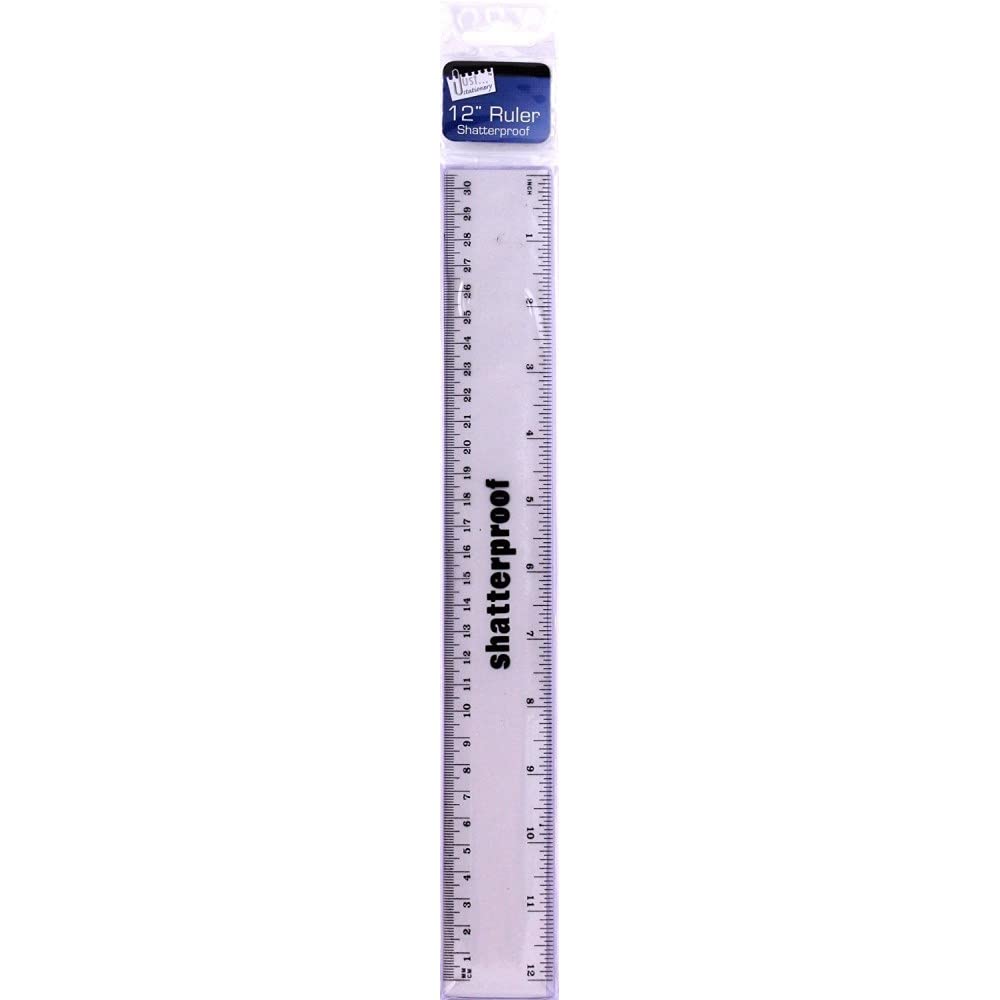 3X Just Stationery 12 inch Metallic Shatterproof Ruler