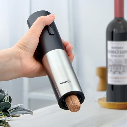 Ghidini Italy 1850 Levatappi Elettrico Ricaricabile USB-C Cavatappi Tagliacapsule Acciaio Inox 4,8x21cm