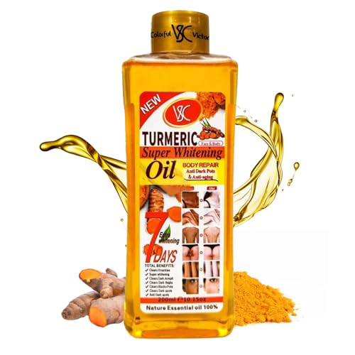 Aceite de cúrcuma 7, 200 ml Turmeric Oil Moisturizer para blanquear la piel, Aceite corporal iluminador intensivo 7, Aceite súper blanqueador de cúrcuma profundamente hidratante, Facial Corporal