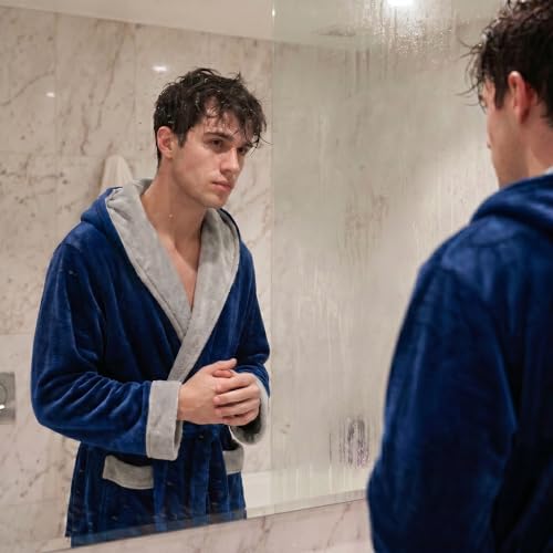 Image of U2SKIIN Mens Hooded Robe, Plush Robes for Men Long Fleece Bathrobe