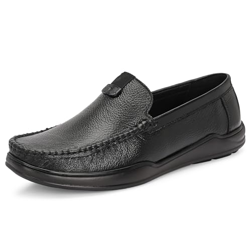 Image of Blue Leather by Centrino Genuine Leather Men's Loafer Shoes | Slip-On with Cushioned Insole | Stylish Round Toe Moccasin for Office, Formal Wear, Business Meeting, Wedding, Party & Everyday Use(4092)
