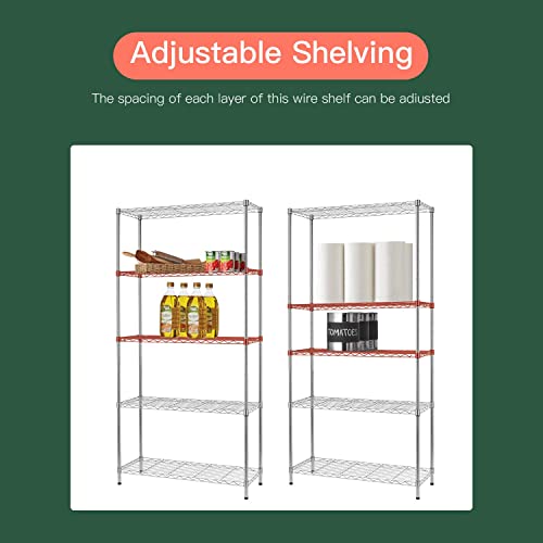Fdw 14" D×36" W×72" H Wire Shelving Unit Metal Shelf With 5 Tier Adjustable Layer Rack Commercial Strong Steel For Restaurant Garage Pantry Kitchen，Chrome #TOP4