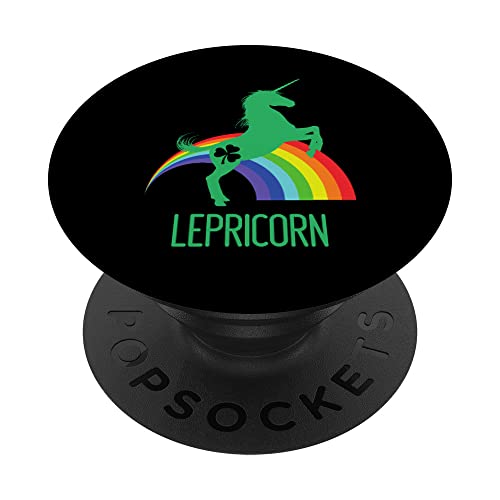 Unicornio Lepricorn Día de San Patricio Shamrock y arco iris PopSockets PopGrip Intercambiable