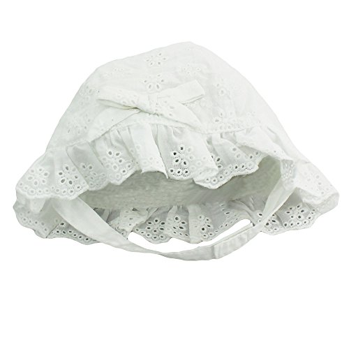 Little Me Sun Hat with Chin Strap Baby Girls Eyelet- White - Infant 12-24 Months