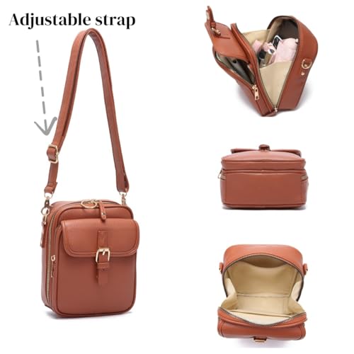 Forcipower Crossbody Leather Bag with 10 Card Slots - Vintage Unisex Messenger Bag, Anti-Theft Casual Phone Purse4