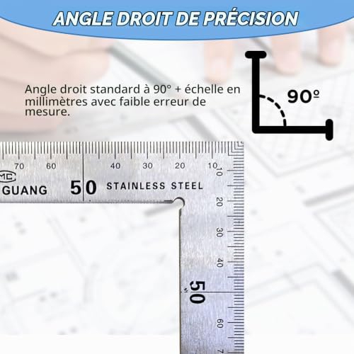 LifgWas Equerre Couture, Equerre Metal Menuisier 150x300mm en Acier L – vue 5