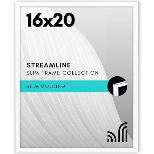 Americanflat 16x20 Picture Frame with Polished Plexiglass - Streamline Collection - Thin Border Picture Frame for Wall Display - Hanging Hardware Included - White