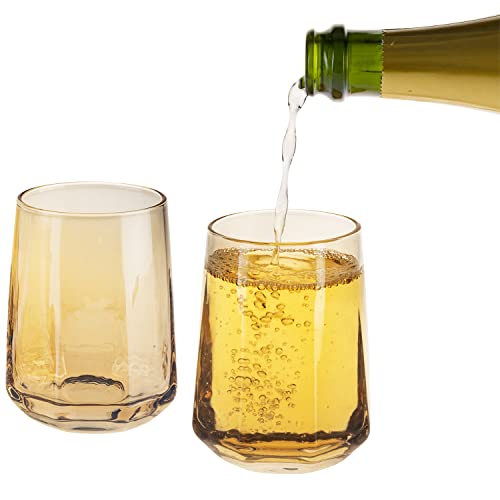 Mygift KIT2814AMB-X4 Vintage Style Amber Glassware Set Of 4, Stemless Wine Glasses thumb #5