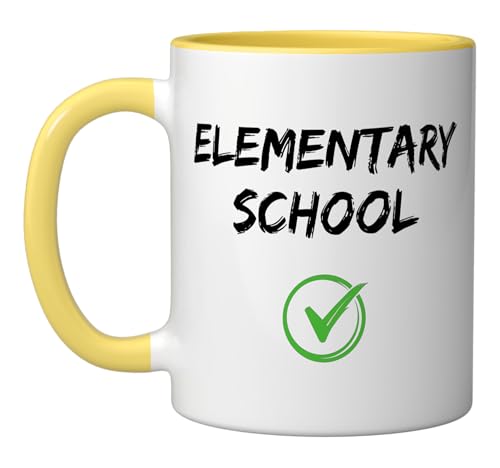 Taza de cerámica escolar 11 oz amarillo/blanco miniatura 1