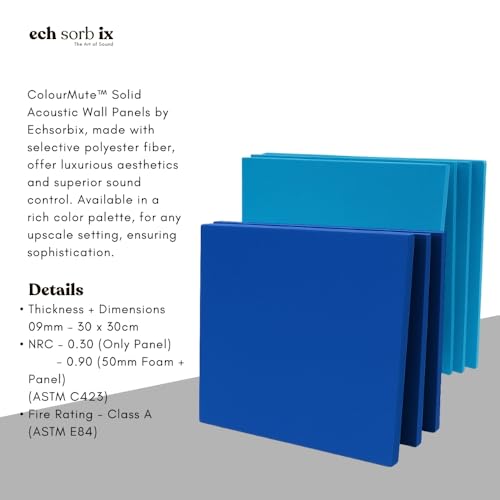 Image of MMT Acoustix Premium Felt Acoustic Panels for Offices, Bedrooms & Studios | Sustainable PET Felt Panels for Echo Reduction & Sound Absorption | 1x1 Ft, 9mm Thick | Arctic Blue- Pack of 16