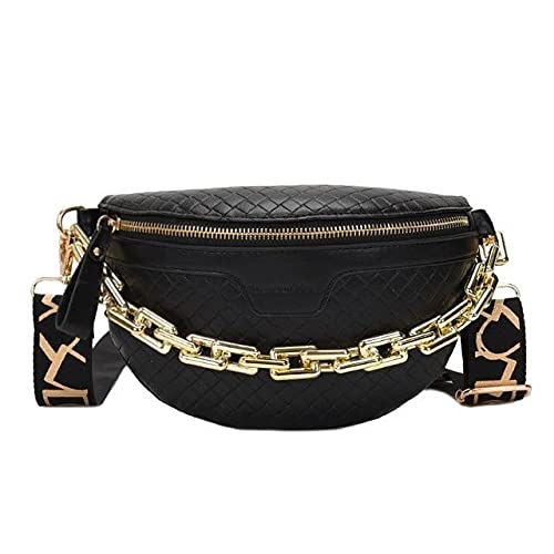 Luxury Women's Fanny Pack Waist Bag Thick Chain Shoulder Crossbody Chest Bag Female Belt Bag Designer Brand Handbag (Black waist bag), Navy blue Luxury Women's Fanny Pack Waist Bag Thick Chain Shoulder Crossbody Chest Bag Female Belt Bag Designer Brand Handbag (Black waist bag), Navy blue