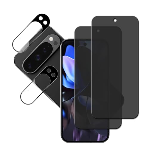 HUAKE �`�����h�~ ���Y�Ɏq�f�ސ� Google Pixel 9 Pro XL �p �̂������h�~ �����K���X �v���C�o�V�[ �t�B�����y�K���X�t�B����(2��) +�J�����t�B���� (2��) �z
