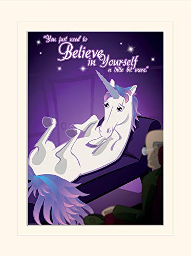 Pyramid International Believe in Yourself (Unicorn) -Mounted Print Memorabilia 30 x 40cm, Paper, Multicoloured, 30 x 40 x 1.3 cm