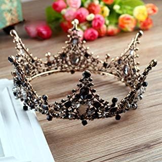 JovonoBaroque Black Crowns and Tiaras Rhinestone Bride Wedding Queen Crown Crystal Tiara for Women