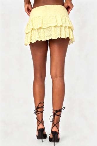 Image of Womens Y2k Ruffle Bloomer Short Lolita Layered Lace Mini Skirt | Country Concert Festival,Lace Skirts,Fluffy Ruffle Shorts,Pettipants for Women,Lolita Bottoms,Grunge Asymmetrical Skirt Party
