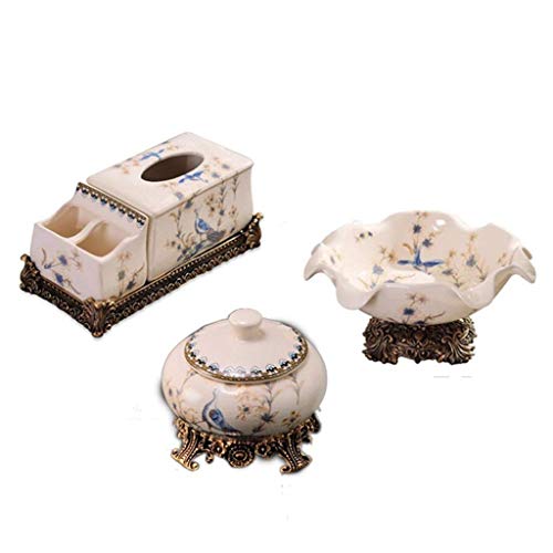 CCLLA Cenicero Fruit Bowl Ceramic Set de 3, Bandeja de la Mesa de café de la Sala de Estar/Frutero/Cenicero Set Decoración de Escritorio