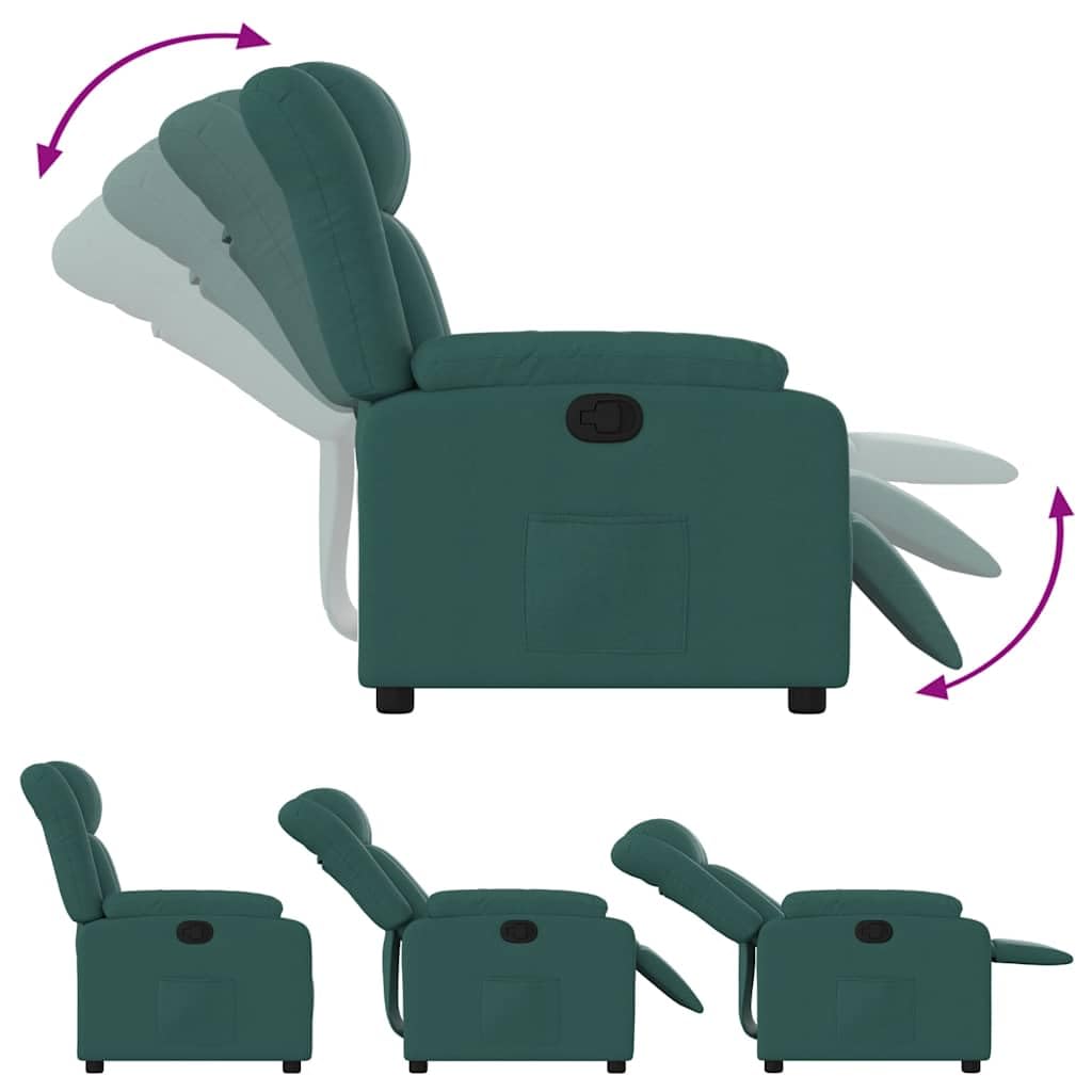 vidaXL Poltrona Reclinabile in Tessuto Verde Scuro, poltrona reclinabile, poltrona elettrica, poltrona singola, poltrona reclinante, poltrona