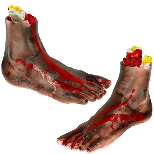 KatchOn Realistic Fake Feet - Bloody Severed Foot for Halloween Party Decorations & Cosplay