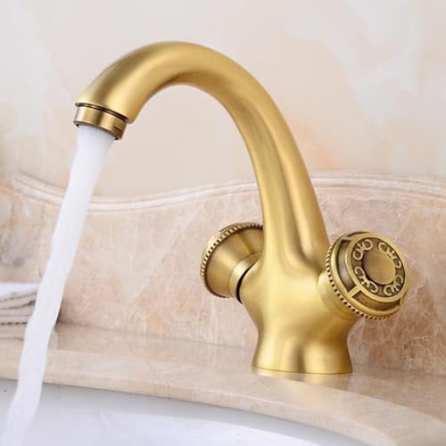 Robinets en laiton antique de salle de bain style vintage haut de gamme double commande