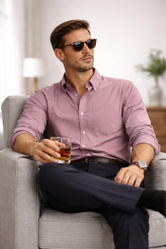 Image of Men's Solid Casual Shirt | Casual Plain Button Down Shirt for Men | Regular Fit Full Sleeves Smart Formal & Casual Wear