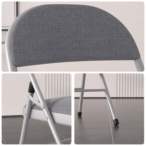 VECELO Padded Folding Chairs 4 Pack, Comfortable Cushioned Seat & Backrest with Steel Frame, for Office, Indoor Outdoor, Commercial Events, Dark Grey by VECELO - Image 4