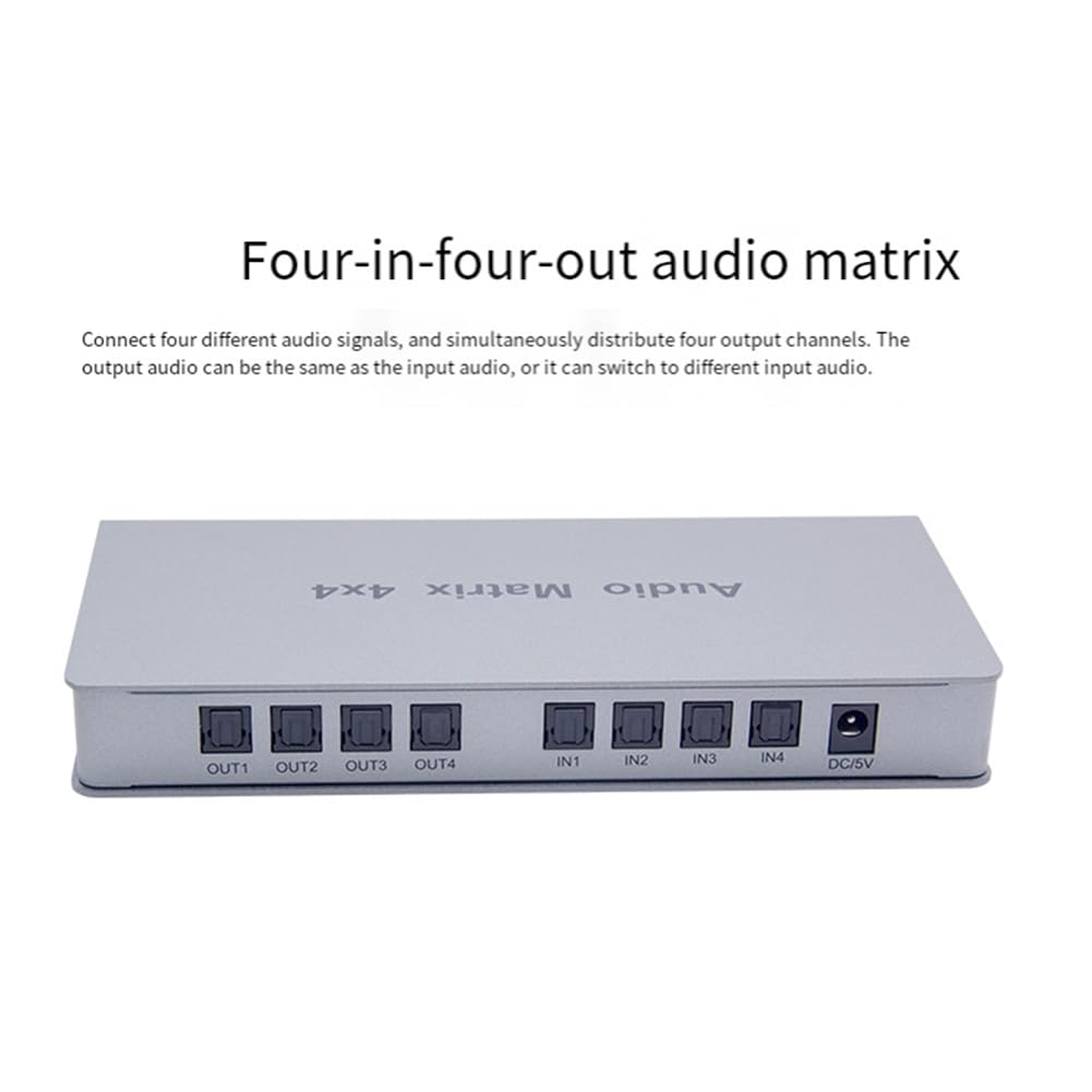 4 interruttori a matrice audio, splitter audio a matrice, splitter SPDIF TOSLINK, Digital Optical Audio Splitter 4 in 4 Out True Matrix Converter EU