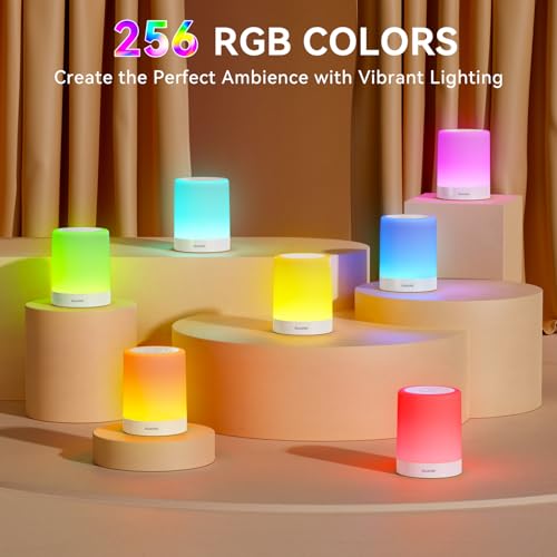 Image of Auxmir Nursery Night Light for Baby, Rechargeable Touch Lamp for Breastfeeding & Diaper Changes, 256 RGB Colors 5 Brightness Levels, 1 /2 /3H Timer, Portable Bedside Night Light for Kids Bedroom, White