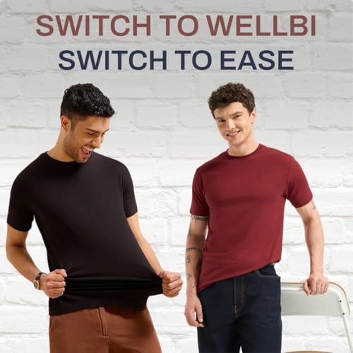 Image of Wellbi Bamboo Men's Tshirt - Ultra-Soft, Breathable & Sustainable | Premium Cotton Blend for Supreme Comfort | Stylish & Eco-Friendly T-Shirt for Men | Tshirt Men Cotton