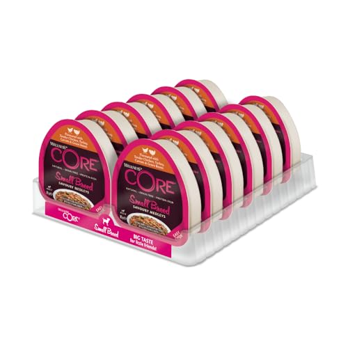 Wellness CORE Savoury Medleys 12 x 85g, Poulet/Dinde – Pâtée pour Chiens de Petite Taille, 100% Naturelles, sans Céréales, Hypoallergénique, Riche en Viande